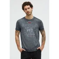 CAMP DAVID Rundhalsshirt mit offener Kante am Ausschnitt
