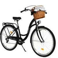 Milord Cityrad Milord City Fahrrad Korb Damenfahrrad, 28/26 Zoll, Schwarz, 7-Gang, 7 Gang, (Fahrradständer, Gepäckträger, Klingel, Korb, Kotflügel)