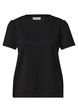 Street One - T-Shirt mit Puffärmeln schwarz - Gr. - 34