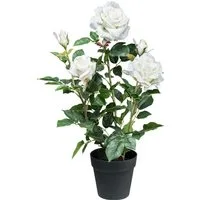 Kunstblume Rosenbusch Rose, Creativ green, Höhe 58 cm, mit 3 Blüten und 2 Knospen