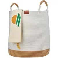 WIESEN.design Wäschekorb Großer Wäschekorb geflochten - Juna 61L - aus 100% Baumwollseil (Baumwollkorb, laundry bag, Wäschekorb xxl, Wäschekorb rund, Korb für Decken, Aufbewahrungskorb geflochten), - gratis Lieferung -