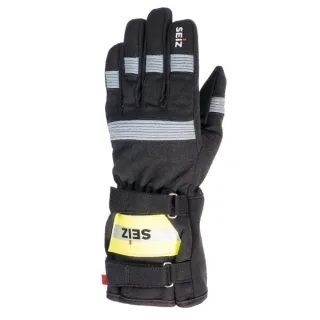 Jugendfeuerwehrhandschuh | SEIZ | JF | FF-Design | schwarz-grau | Gr. 3-10 | EN 388:2016 | Amara-Leder | Knöchelschutz | Acryl-Futter | Signalstreifen