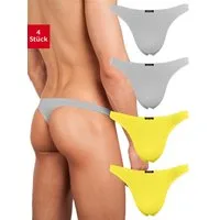 Fabio Farini String Herren Unterhosen - Männer Tangas aus atmungsaktiver Mikrofaser (4-St) im sportlichen Look mit Karo-Muster