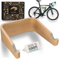 madeco Fahrradwandhalterung FlyBike Fahrrad Wandhalterung Holz - Design Fahrradhalter für Wohnung (mit Fischer Dübeln und Wollfilz Rahmenschutz), für Rennrad, Gravelbike, Mountainbike, Fixie
