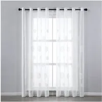 Qelus Vorhang 2er Set Sheer Voile Vorhänge Transparent Gardinen mit Ösen (2 St), für Wohnzimmer Schlafzimmer