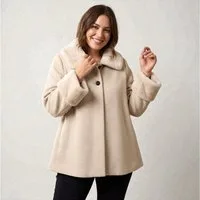 OriginalYou Poncho Damen Jacke im Poncho Stil Winter Cape mit Kunstfell