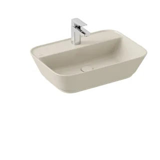 VitrA Geo Aufsatzwaschtisch rechteckig 60 x 43 cm mit Hahnloch mittig Sandbeige Matt,7426B022-0041 7426B022-0041