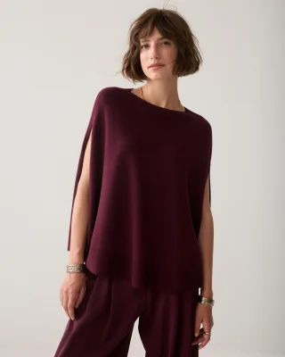 Summum - Sleeveless cape top Viscose polyamide wool knit dark burgundy - Gr. - XL