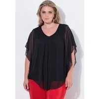 MIAMODA Druckbluse Mesh-Blusenshirt Schulter CutOut