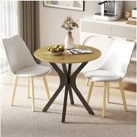HOMCOM Esstisch für 2 Personen (Runder Tisch, 1-St., Küchentisch), Ø78 x 75H cm, Naturholz