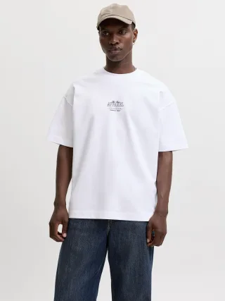 JACK&JONES - JJEBARRON STUDIO TEE SS O-NECK SN White - Gr. - S