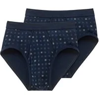 Schiesser Slip Herren-Slip "Cotton Essentials" 2er-Pack Feinripp gemustert