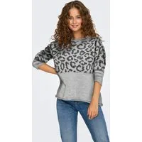 ONLY Rundhalspullover ONLJADE ANIMAL LS O-NECK NOOS KNT Kunstfaser, regular fit