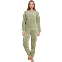 fashionshowcase Hausanzug Damen Winter Pyjama Set Schlafanzug Plüsch Zweiteiler weich