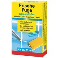 decotric® Fugenmörtel Frische Fuge Komplett-Set Fugenset 250ml Weiß, Fugenfarbe, Pinsel + Schwamm