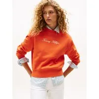 Tommy Hilfiger Sweatshirt SCRIPT REG PIQUE SWTSHRT mit Tommy Hilfiger Script Logo-Schriftzug