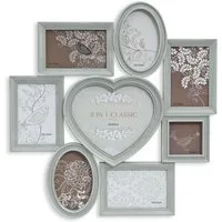 Levandeo® Bilderrahmen Collage, Fotorahmen Bilderrahmen 49x50cm Herz Grau 8 Fotos Shabby Chic