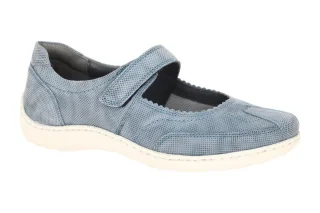 Waldl?ufer 496302 HENNI Damen Ballerina Mary Jane Sky Blau Nubuck Lederschuhe