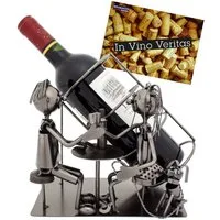 BRUBAKER Weinflaschenhalter Paar mit Hund Weinhalter, (inklusive Grußkarte), Flaschenhalter Metall Skulptur, Wein Geschenk