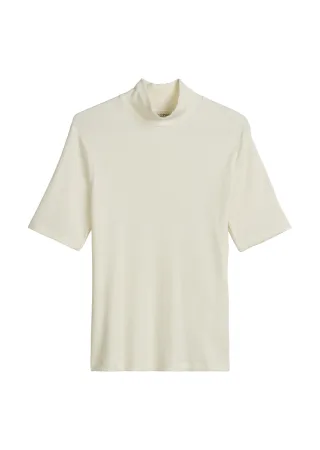 Marc OPolo Casual - Rollkragen-T-Shirt slim White Cotton - Gr. - M