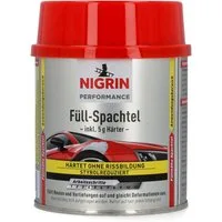 NIGRIN Spachtelmasse 2K Füll-Spachtel mit Härter 250g für tiefe Dellen, Reparatur-Spachtel Spachtel-Masse Füller Polyesterharz Karosserie