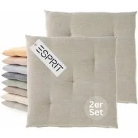 Esprit Stuhlkissen NEEDLESTRIPE Sitzkissen, 40 x 40 cm - 2er Set in Braun