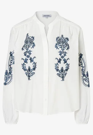 MORE & MORE - Bluse mit Stickerei weiß - Gr. - 42