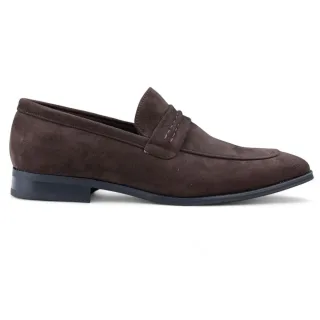 Herren Mokassin Loafer aus braunem Wildleder, elegante Slipper
