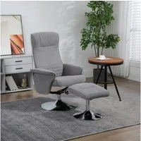 HOMCOM Relaxsessel Hocker, 360°drehbarer, mit Liegefunktion, Gepolstert (Liegesessel, 2-St., Fernsehsessel), für Wohnzimmer, Grau