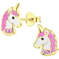 schmuck23 Paar Ohrstecker Kinder Ohrringe Einhorn Pferd 925 Silber, Kinderschmuck Mädchen Geschenk