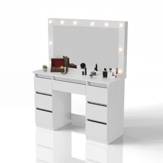 Juskys Schminktisch, Weiß, Holz, 108x140x41 cm, Schlafzimmer, Schminktische