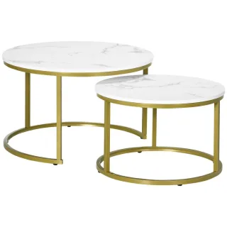 Homcom Couchtisch, Weiß, Metall, 74x46.3x74 cm, Wohnzimmer, Wohnzimmertische, Couchtische