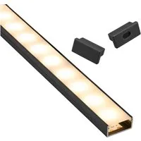 SO-TECH® LED-Stripe-Profil LED Profil-PH1 für breite LED Stripes bis 16 mm, 1m (18x8,5mm) schwarz, opale Abdeckung & Endkappenset