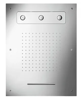 Herzbach Deckeneinbaubrause 630mm x 480mm Regen/Spin-Jet/Schwall gebürstet, 11.630480.2.09 11.630480.2.09