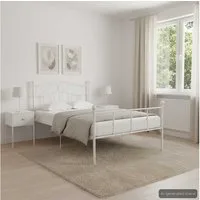 furnicato Bettgestell Metallbettrahmen Weiß 208x107,5x95 cm mit Lattenrost (1-tlg), Schlafgestell mit leichter Montage, stabilen Latten, hoher Schlafhöhe