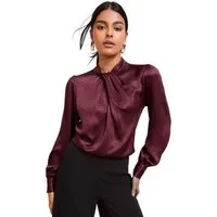 Friends Like These Langarmbluse Friends Like These Satin-Bluse mit Twist-Detail (1-tlg)