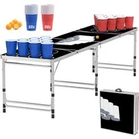 FIVMEN Spieltisch Beer Pong Tisch Set Klappbarer Bierpong-Tisch 100 Becher 5 Bälle, (1-tlg), Spiel-Set für den Sommer & Festival Partyspiele Trinkspiele