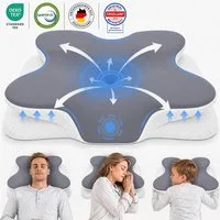 SWGOTA Kopfkissen Nackenstützkissen,Schlafkissen,Seitenschläferkissen 62x41x11/13cm, orthopädisches Kissen Memory Foam,21° Nackenkurve,6 Funktionsbereiche, Ergonomisch Nackenkissen Eisseiden für Seiten/Rücken/Bauchschläfer