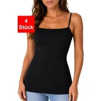 Fashionschmiede Spaghettitop 4er Pack Damen UNTERHEMD Tanktop Top (Spar-Set, 4er-Pack) Schwarz - Weiß - Beige - Grau und Farbmix im 4er Pack