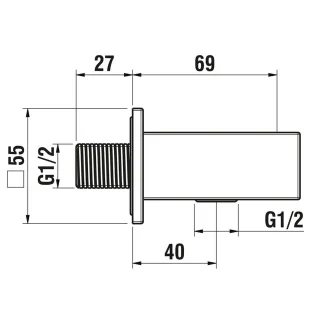 LAUFEN Anschlussbogen Quadriga für Handbrause, mit festem Halter, Edelstahl, Ausladung 69mm, mit Rüc HF901169441000
