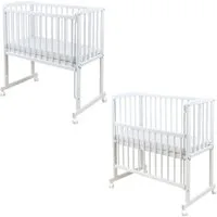 Baby-Delux Beistellbett Beistellbett, Babybett Stubenbett 90x40 weiß Kiefer mit Rollen Matratze