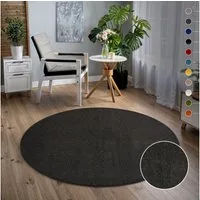Sanat Teppich Uni, rund, Höhe: 13 mm, robuster Kurzflorteppich, große Farbauswahl, Wohnzimmer, alle Räume