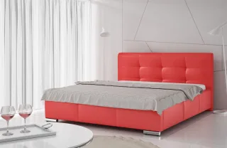 Polsterbett Bett Doppelbett TAYLOR Kunstleder Rot 180x200cm