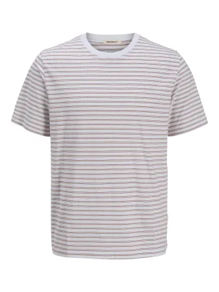 JACK&JONES - JORCANGGU STRIPE TEE SS CREW NECK bright white - Gr. - S
