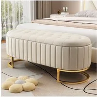 Flieks Polsterbank, Stauraum Polsterhocker Fußbank Sofabank 120x40x43cm Samtstoff