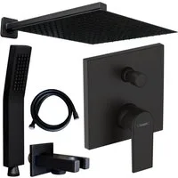 Hansgrohe und Jowi Duscharmatur Vernis Shape Unterputz Duscharmatur Schwarz [Gr. L/XXL] (Unterputz-Duschsystem, Regendusche) Mattschwarz