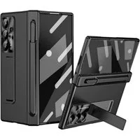 Wigento Handyhülle Für Samsung Galaxy Z Fold7 5G Hülle Stand Stifthalter u. Stift Schwarz, Hülle mit Stand- und Stifthalterung inklusive Stift