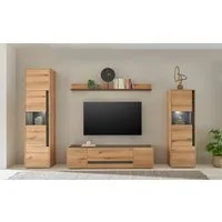 Home affaire Wohnwand City/Giron, moderne Anbauwand, Komplettset in vielen Farben verfügbar, (Set, 4-St), enthält zwei Vitrinen, ein Lowboard & ein Wandboard