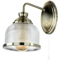 Licht-Erlebnisse Wandleuchte BISTRO, ohne Leuchtmittel, Glas Metall mit Schalter E27 in Messing Antik Klar/Transparent BISTRO