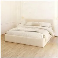 FDM Polsterbett AMBER modern mit Bettkasten MADE IN EU - mit Cord Bezug (verfügbar 90x200 120x200 140x200 160x200 180x200cm, Bettrahmen, Bett, mit großen gepolsterten Kopfteil, mit Bettkasten zum aufklappen), Hebbarer Metallrahmen, Bettkasten, mit/oh